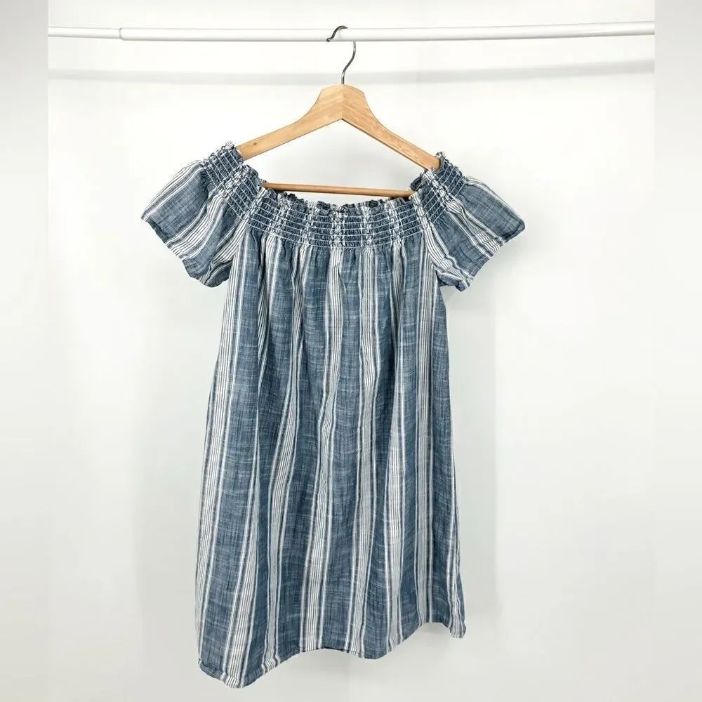 Lucky brand | flutter sleeve blue and cream striped dress | size XS